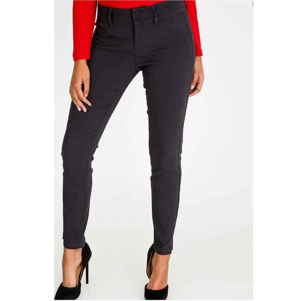 Titanium Dark Grey Slim Leg Work Pants - Eresha