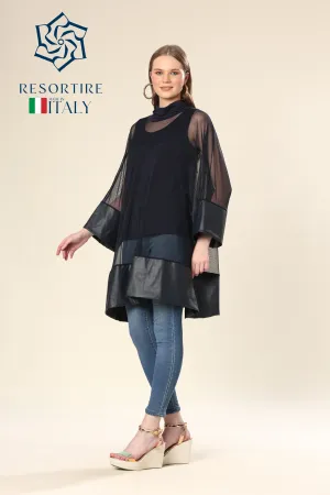 Transparent Tunic With Faux Leather