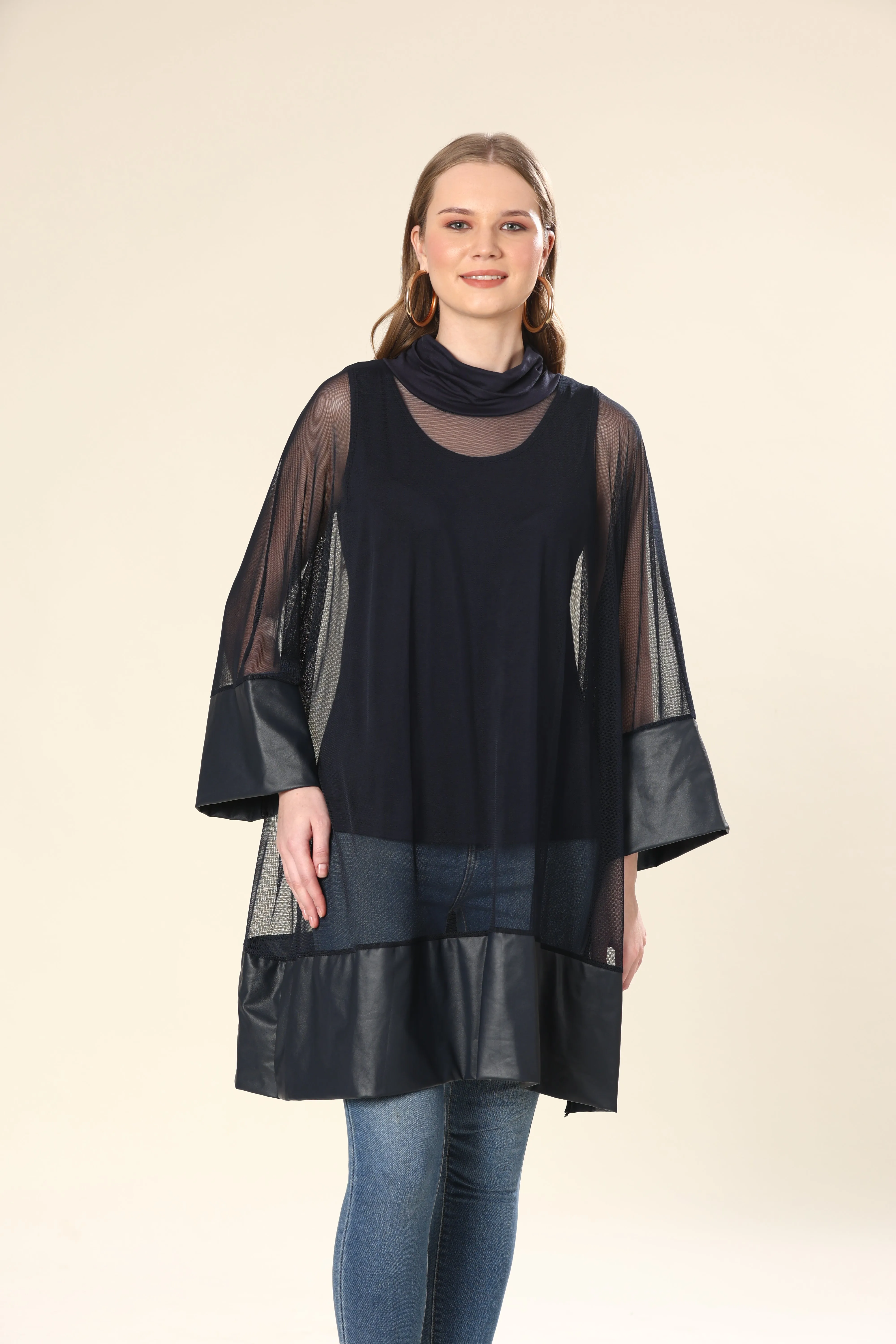 Transparent Tunic With Faux Leather