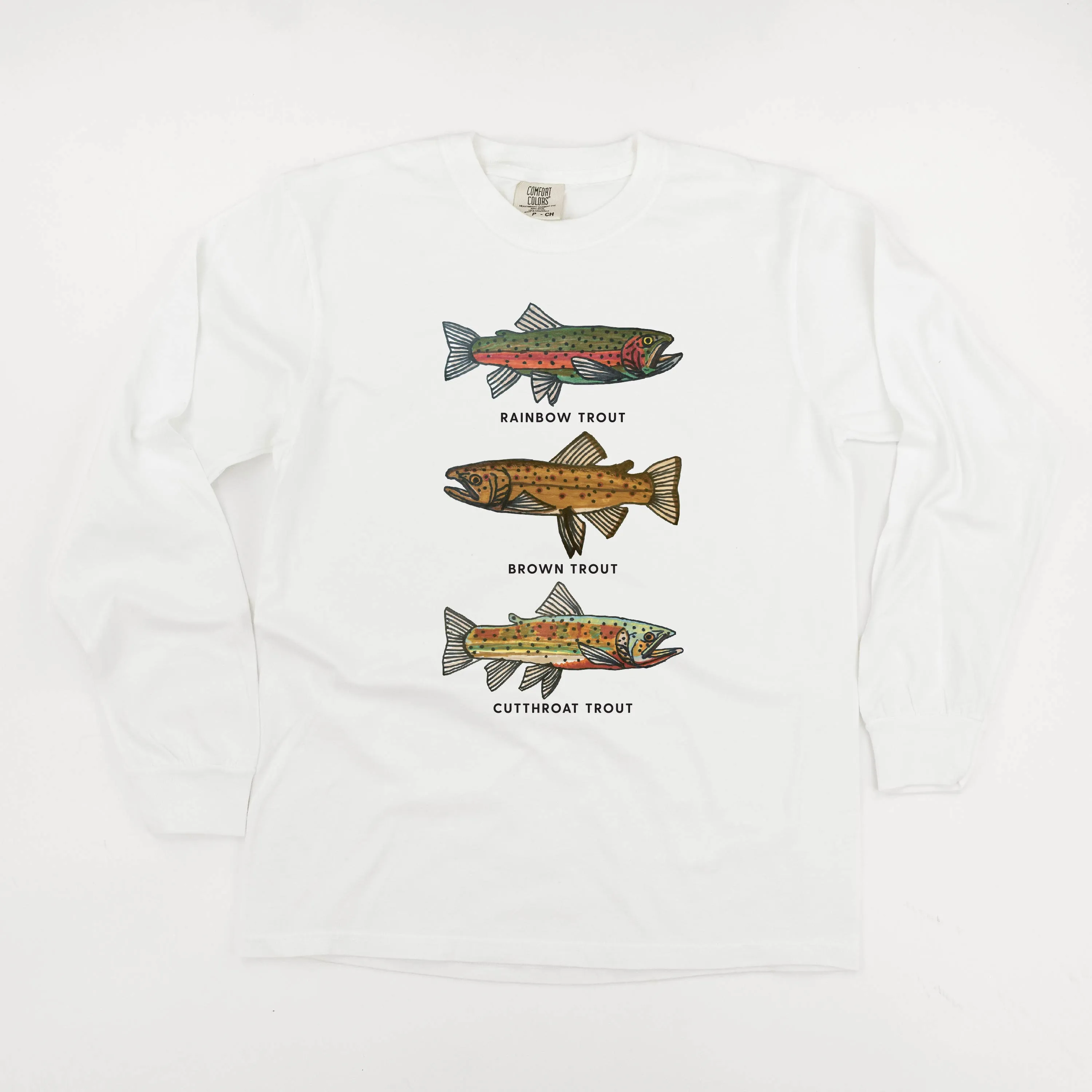 Trout Chart - Hand Drawn - LONG SLEEVE COMFORT COLORS TEE