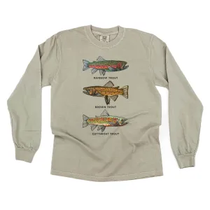 Trout Chart - Hand Drawn - LONG SLEEVE COMFORT COLORS TEE