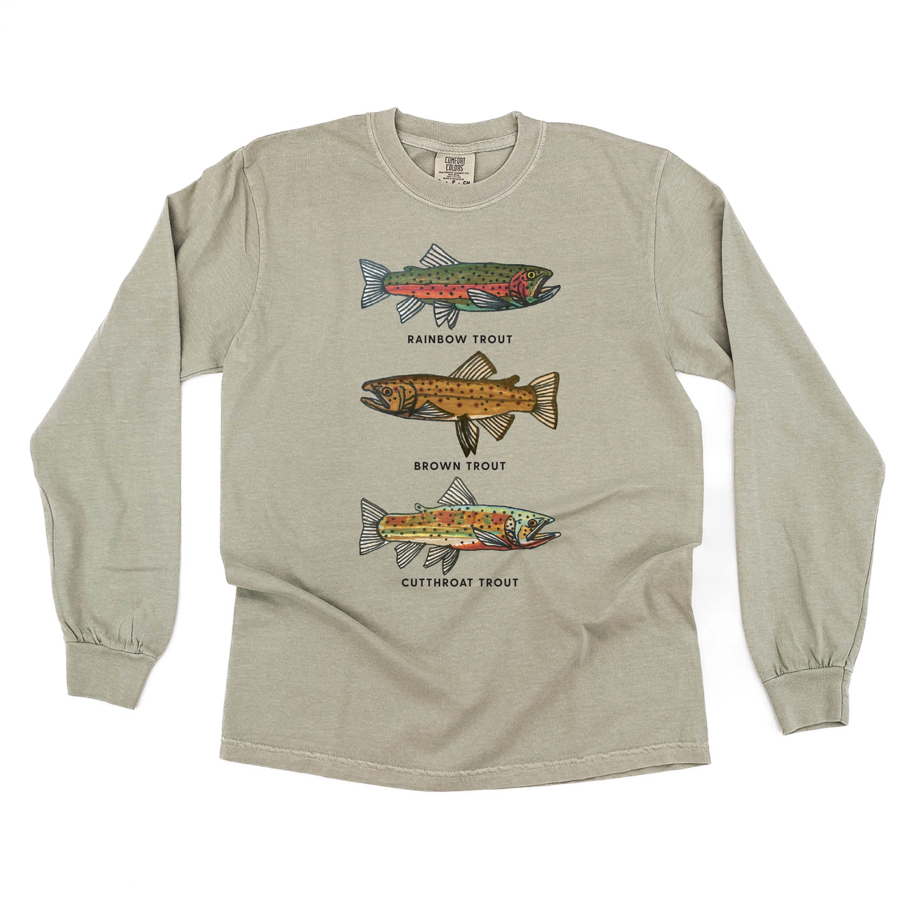 Trout Chart - Hand Drawn - LONG SLEEVE COMFORT COLORS TEE