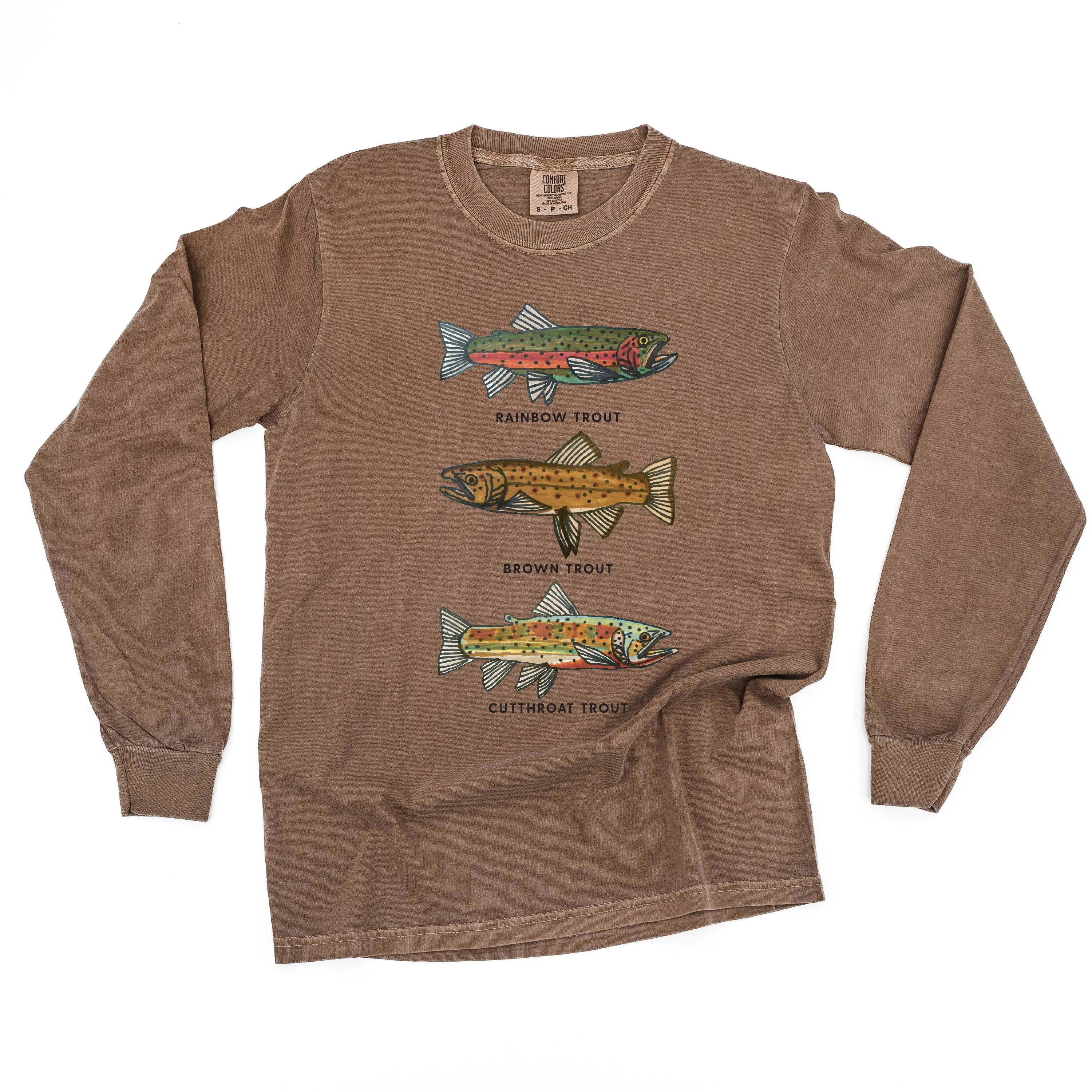 Trout Chart - Hand Drawn - LONG SLEEVE COMFORT COLORS TEE