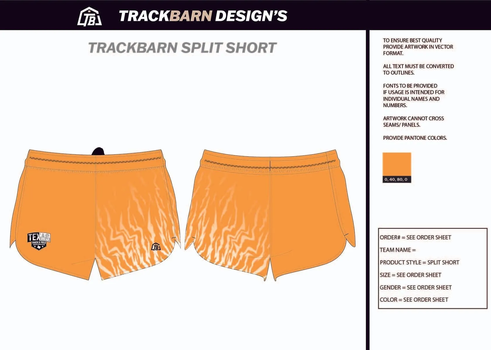 TTFCA-- Womens Split Track Short