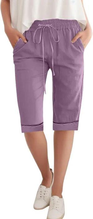 Women Wide Leg Cotton and Linen Pants 2025 Summer High Waist Palazzo Pants Jogger Pleated Trouser with Pocket
