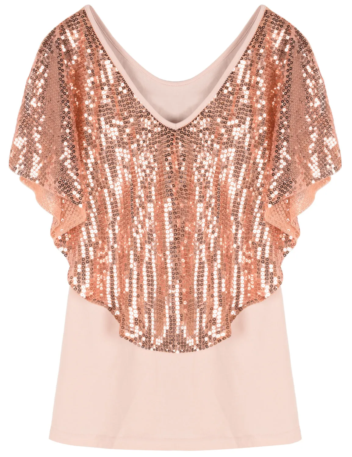 Women's Cold Shoulder Sequin Tunic Tops