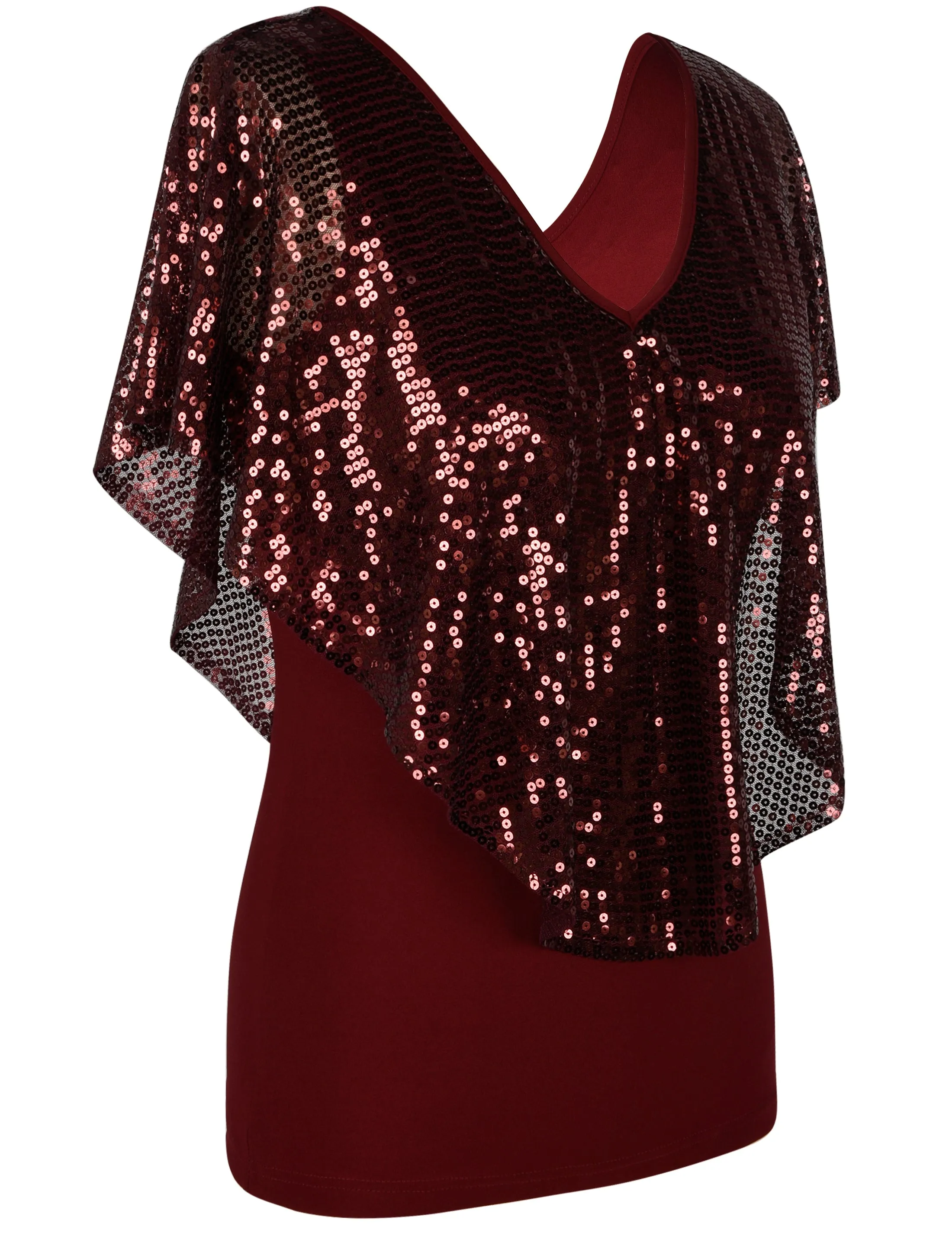 Women's Cold Shoulder Sequin Tunic Tops