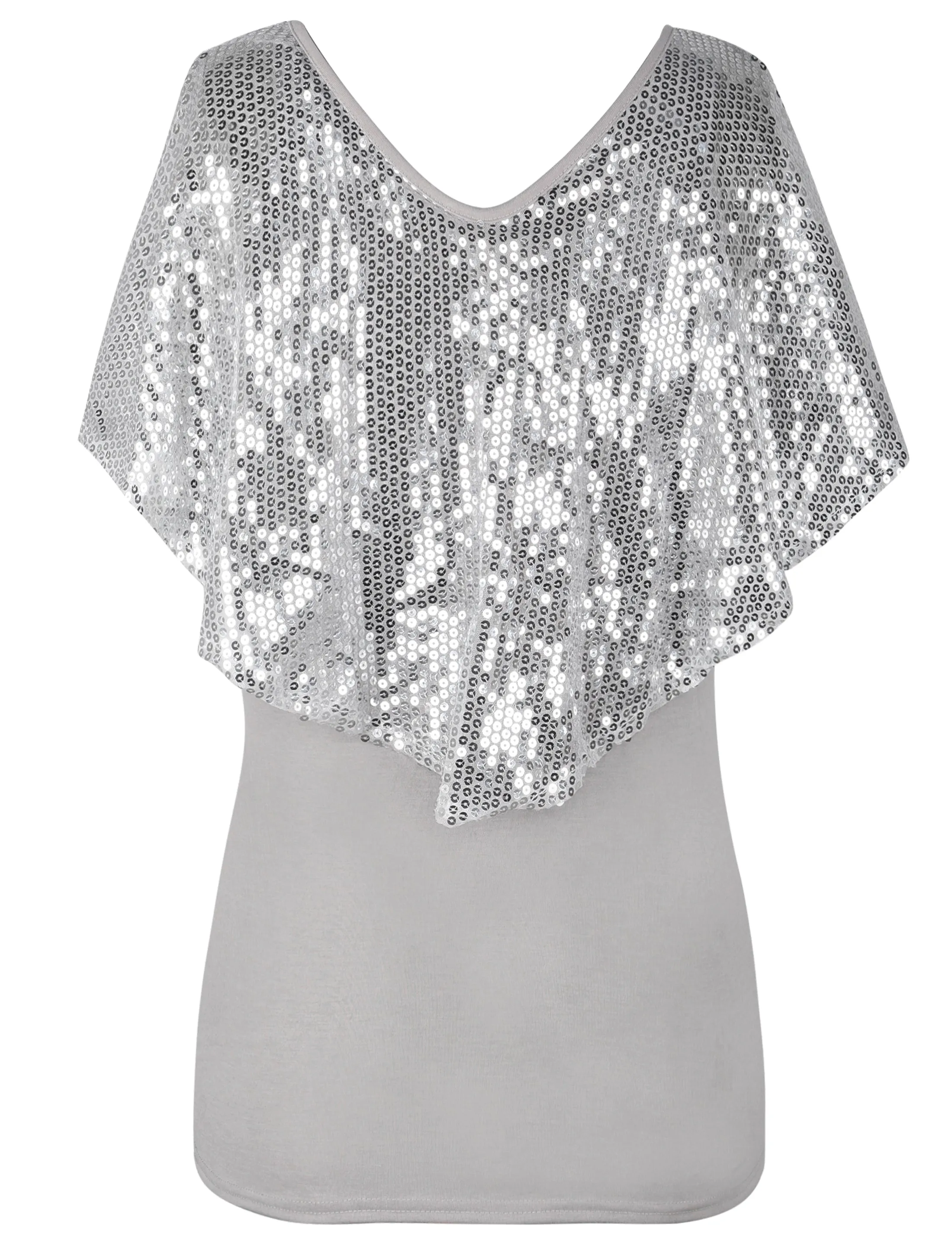 Women's Cold Shoulder Sequin Tunic Tops