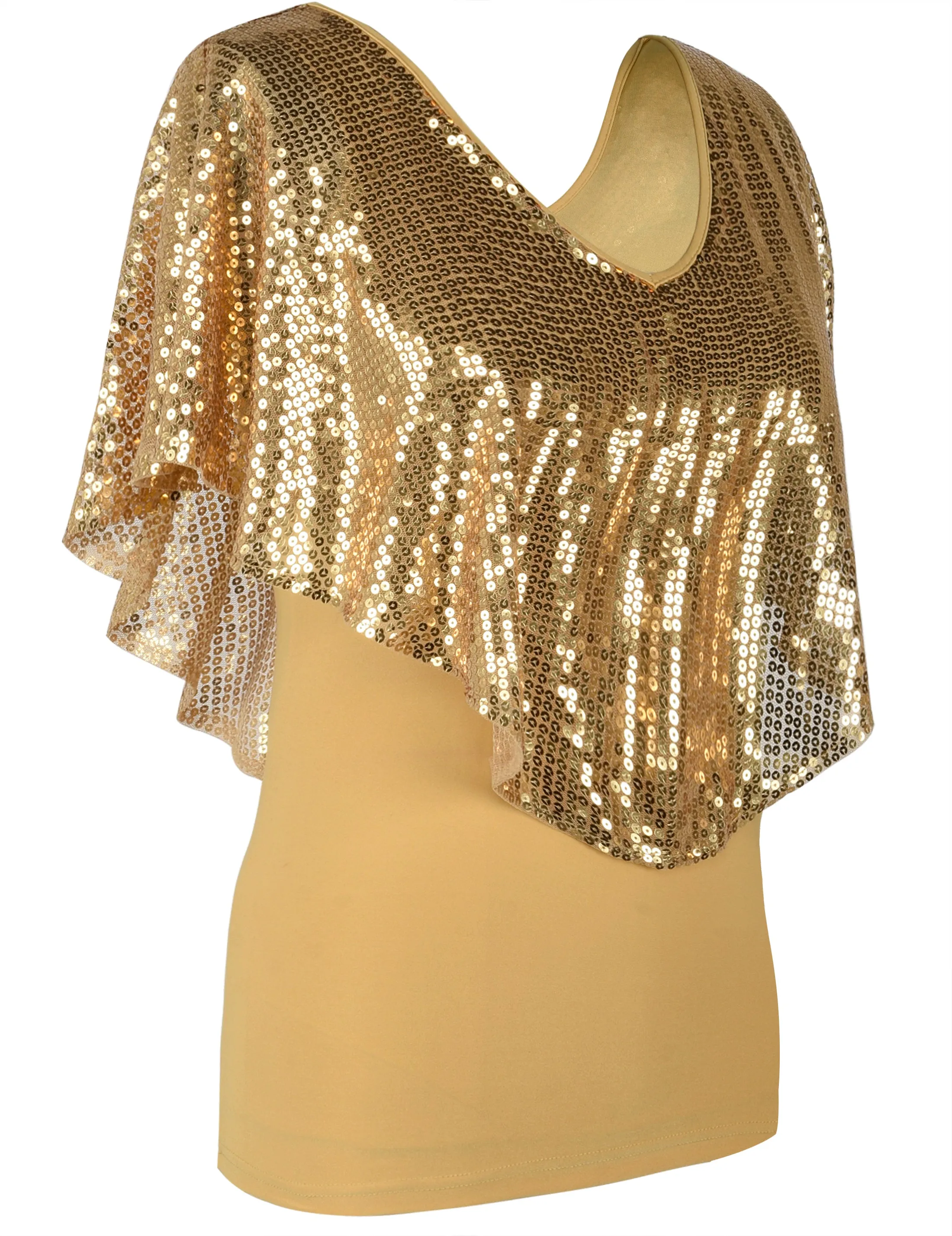 Women's Cold Shoulder Sequin Tunic Tops