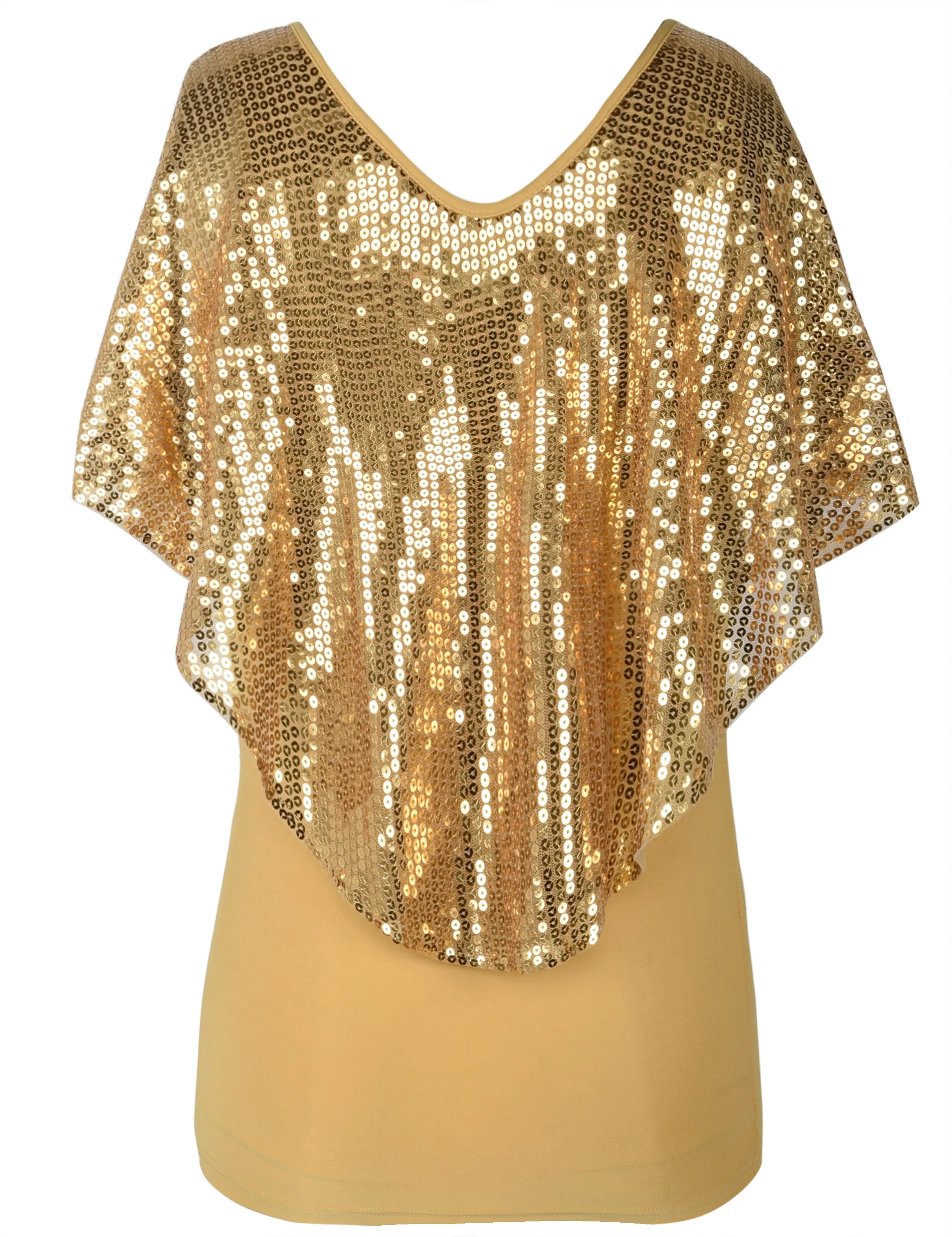 Women's Cold Shoulder Sequin Tunic Tops