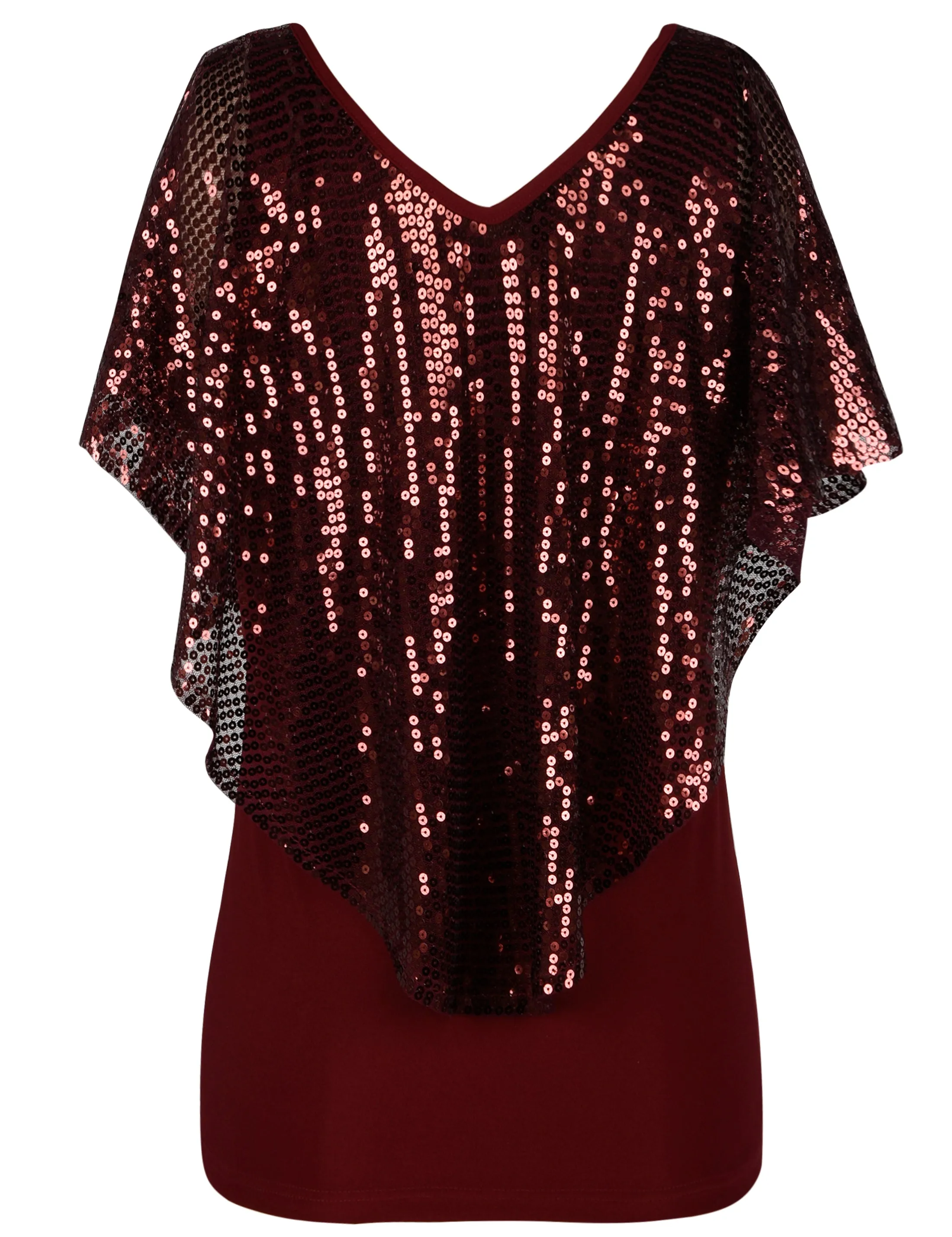 Women's Cold Shoulder Sequin Tunic Tops