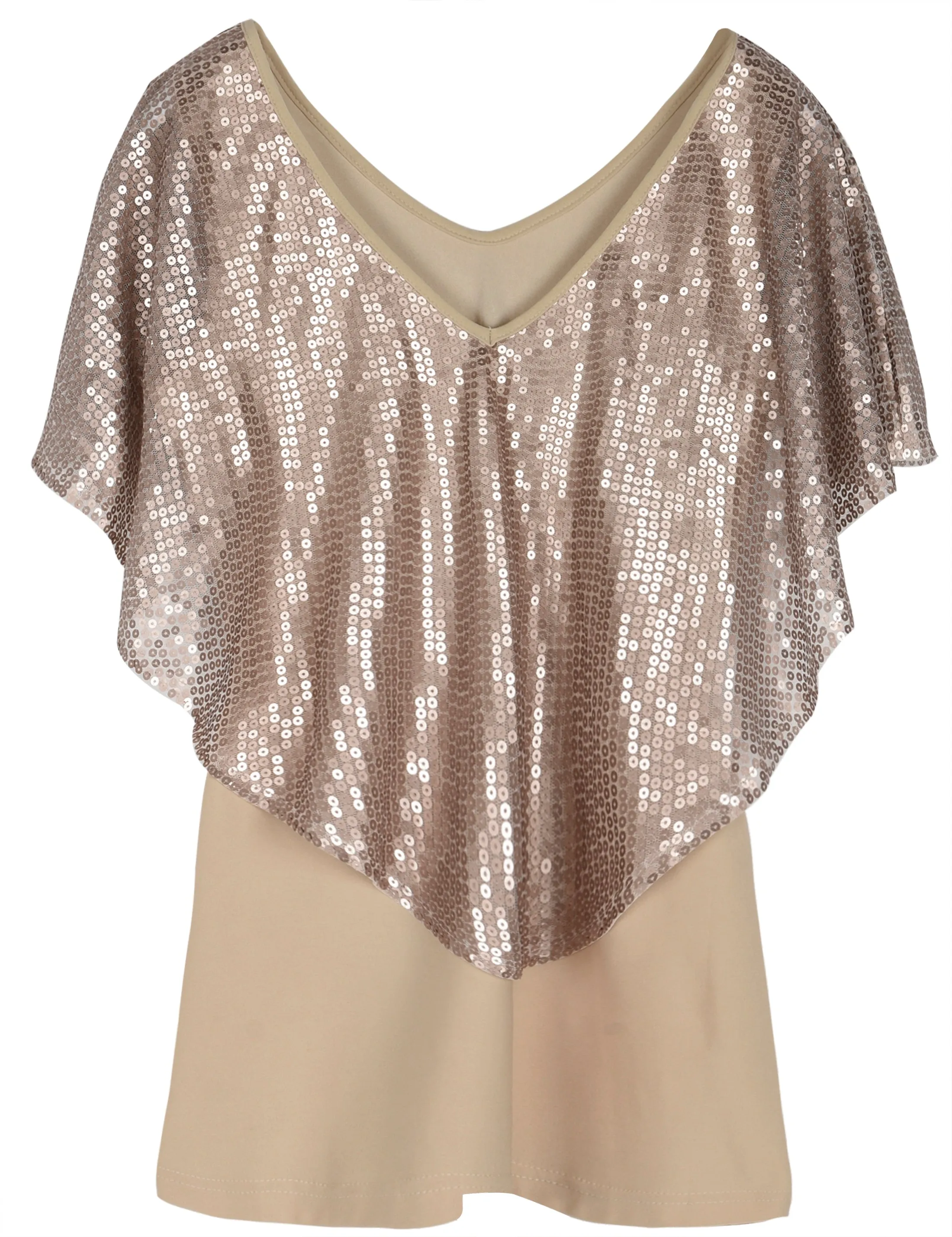 Women's Cold Shoulder Sequin Tunic Tops