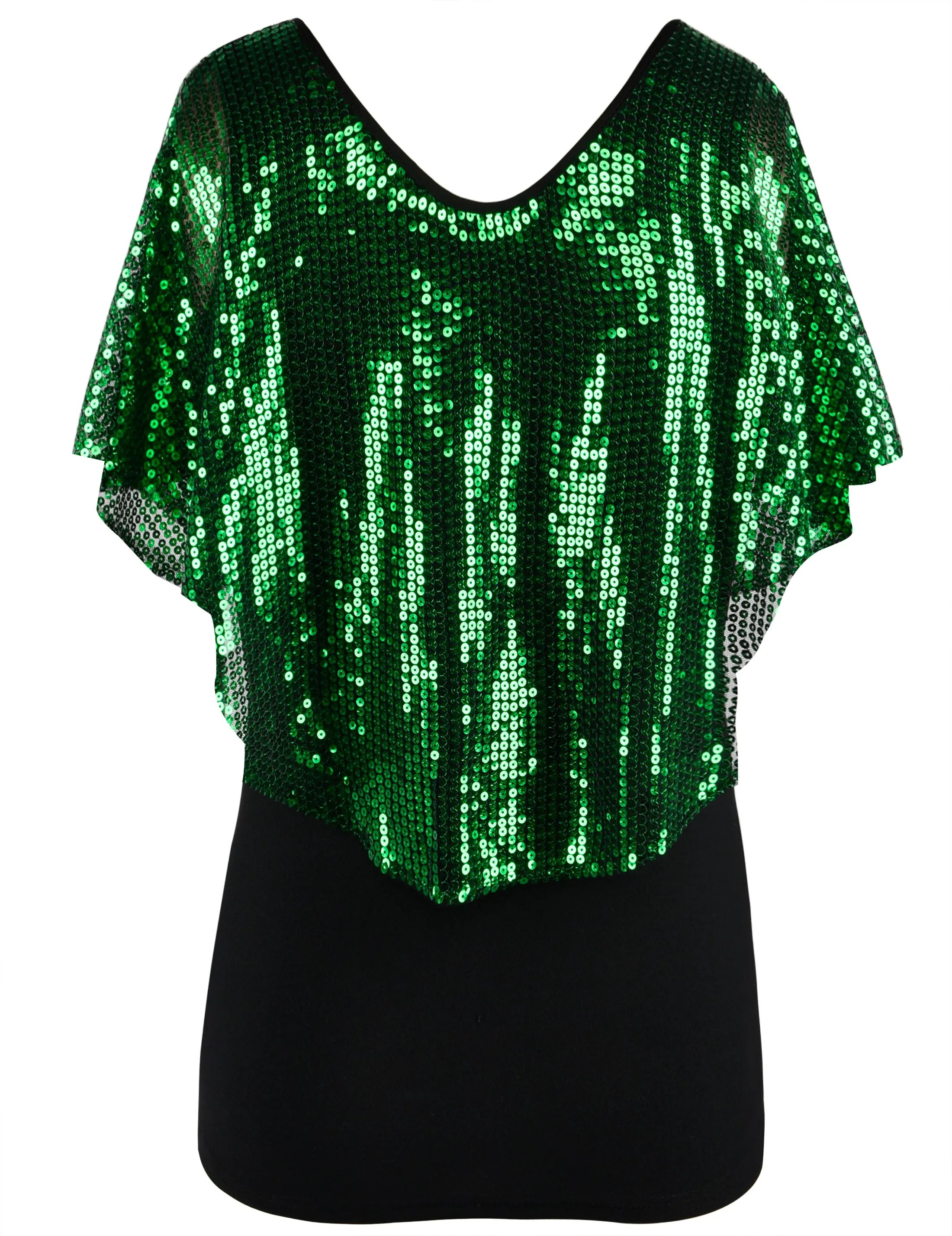 Women's Cold Shoulder Sequin Tunic Tops