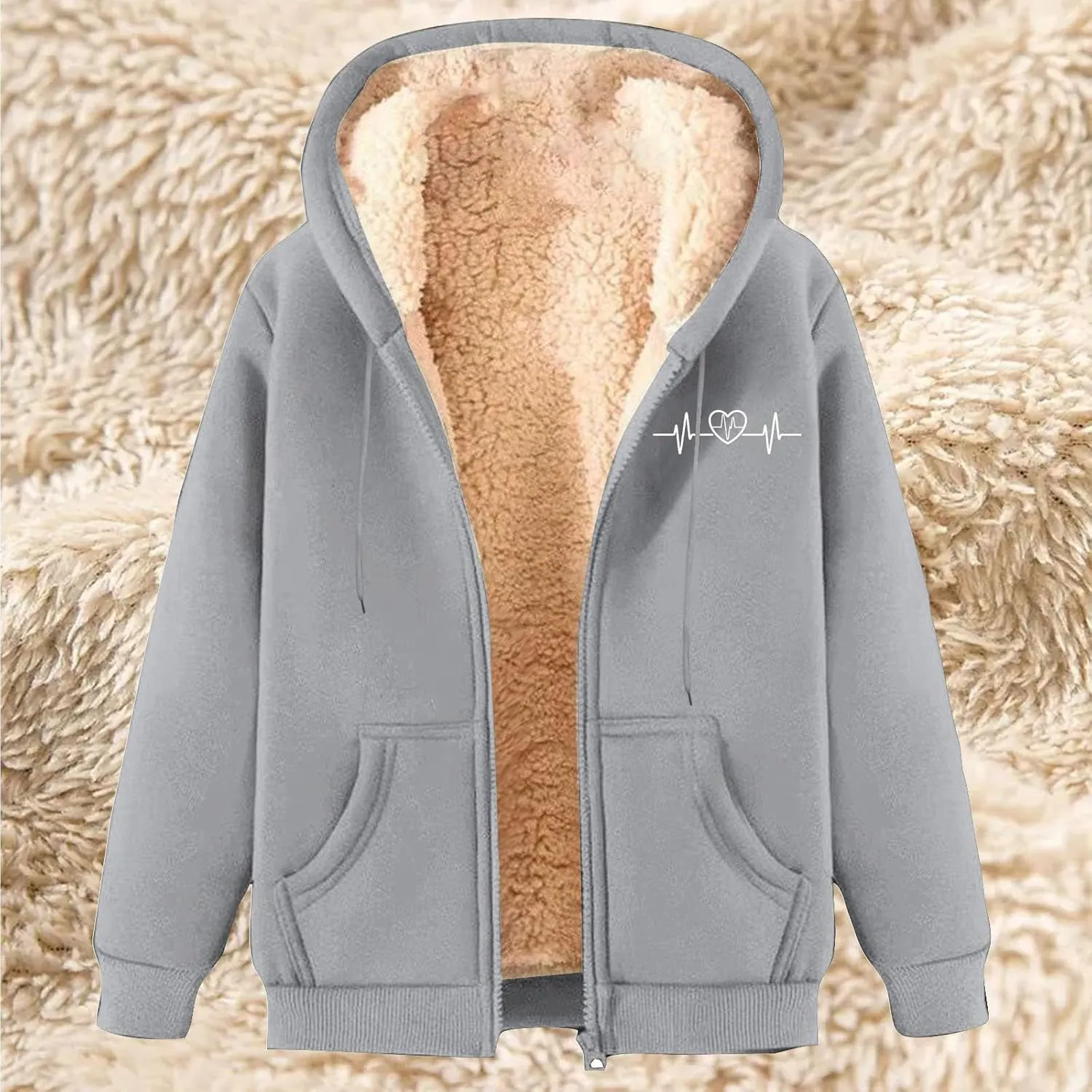 Womens Zip Up Hoodies Fleece Lined Plus Size Zipper Jackets with Pockets Casual Trendy Long Sleeve Hooded Coats