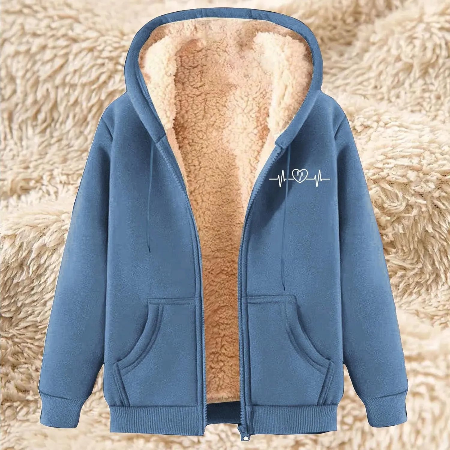 Womens Zip Up Hoodies Fleece Lined Plus Size Zipper Jackets with Pockets Casual Trendy Long Sleeve Hooded Coats