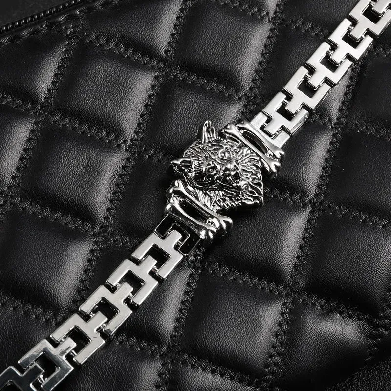 ZOSHI New Arrival Men Stainless Steel Bracelet Bangle Punk Men Jewelry Accessories Male Leopard Wolf Charm Wristband Pulseira