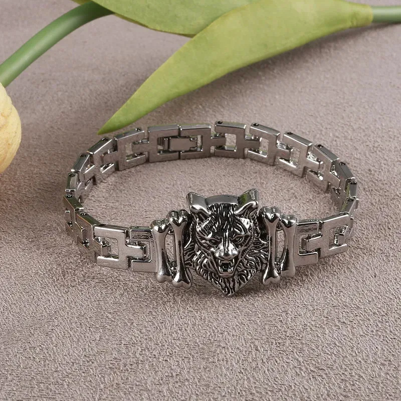 ZOSHI New Arrival Men Stainless Steel Bracelet Bangle Punk Men Jewelry Accessories Male Leopard Wolf Charm Wristband Pulseira