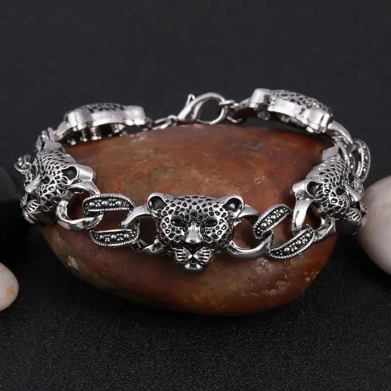 ZOSHI New Arrival Men Stainless Steel Bracelet Bangle Punk Men Jewelry Accessories Male Leopard Wolf Charm Wristband Pulseira